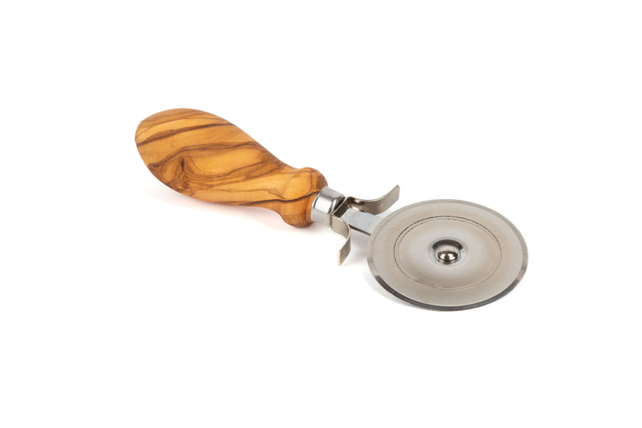 Olive Wood Pizza Cutter – Handcrafted Mediterranean Kitchen Accessory