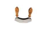 Double Handle Mezzaluna with Olivewood Grips