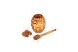 Olive Wood Honey Pot with Free Honey Dipper