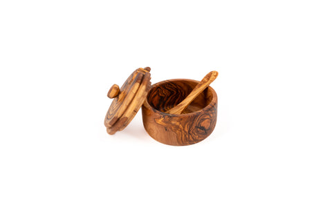 Olive Wood Sugar Bowl with Free Spoon