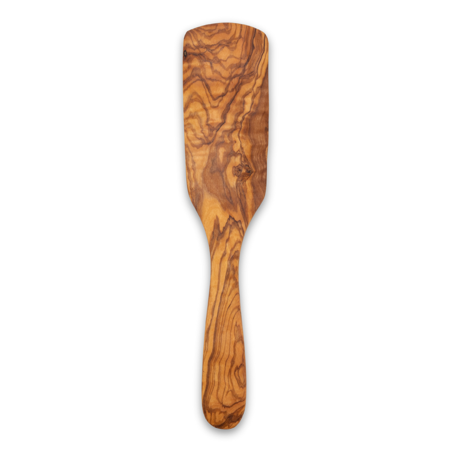 Large Wide Olive Wood Spurtle handcrafted from Mediterranean olive wood – Medolivewood
