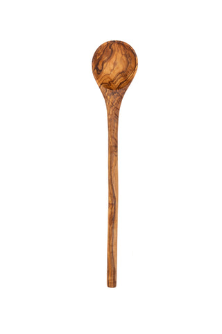 Long Round Handle Olive Wood Spoon handcrafted from Mediterranean olive wood – Medolivewood