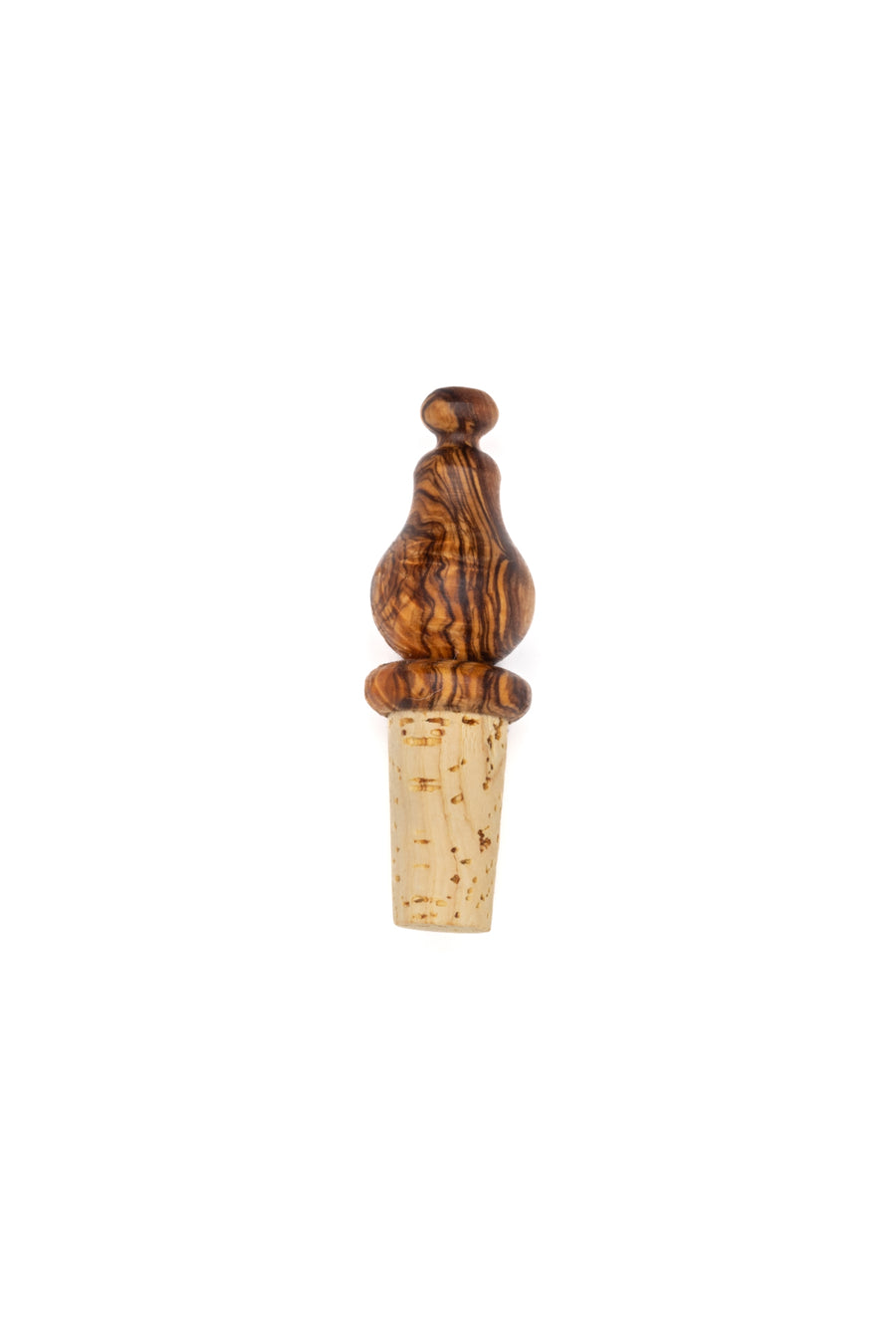 Olive Wood Bottle Stopper Pear handcrafted from Mediterranean olive wood with natural cork – Medolivewood