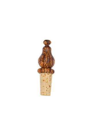 Olive Wood Bottle Stopper Pear handcrafted from Mediterranean olive wood with natural cork – Medolivewood