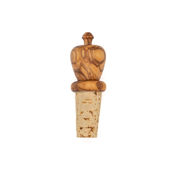 Olive Wood Bottle Stopper Urn handcrafted from Mediterranean olive wood with natural cork – Medolivewood