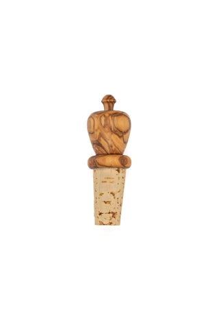 Olive Wood Bottle Stopper Urn handcrafted from Mediterranean olive wood with natural cork – Medolivewood