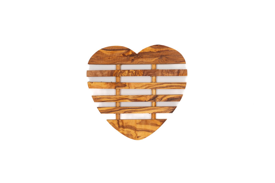 Olive Wood Heart Trivet handcrafted from Tunisian Mediterranean olive wood – Medolivewood
