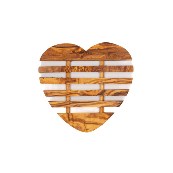Olive Wood Heart Trivet handcrafted from Tunisian Mediterranean olive wood – Medolivewood