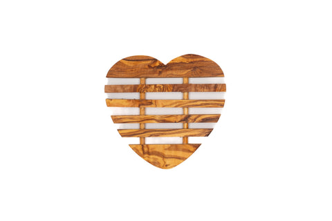 Olive Wood Heart Trivet handcrafted from Tunisian Mediterranean olive wood – Medolivewood