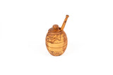 Olive Wood Honey Pot with Free Honey Dipper handcrafted from Tunisian olive wood – Medolivewood