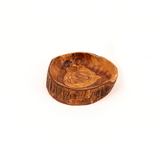 Olive Wood Rustic Snack Bowl with natural bark edge handcrafted from Tunisian Mediterranean olive wood – Medolivewood