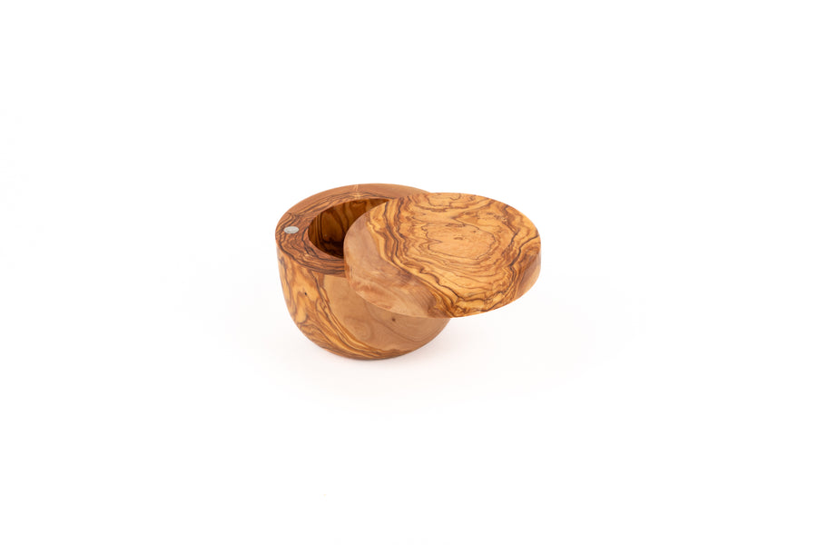 Olive Wood Salt Keeper handcrafted from Tunisian olive wood – Medolivewood