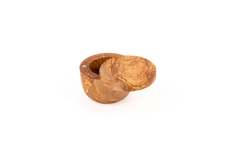 Olive Wood Salt Keeper handcrafted from Tunisian olive wood – Medolivewood