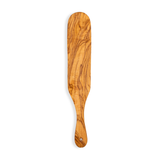 Olive Wood Spurtle handcrafted from Mediterranean olive wood – Medolivewood. Artisan cooking utensil for stirring, mixing, and serving.