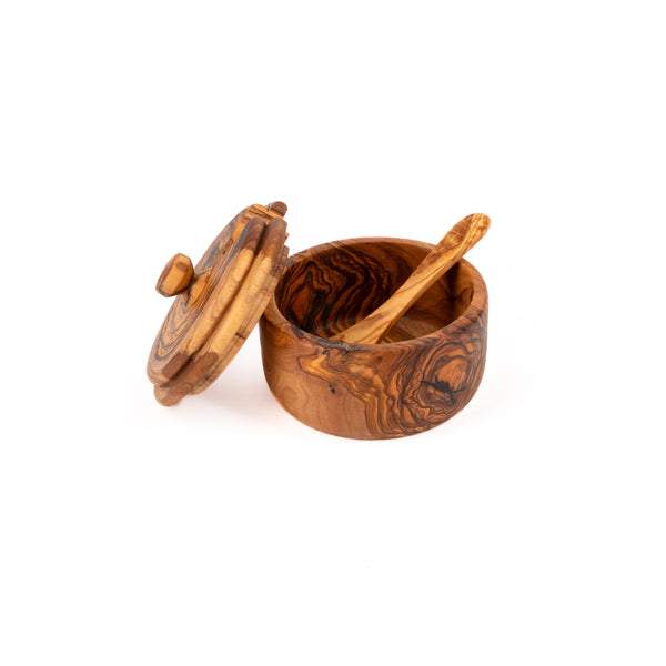 Olive Wood Sugar Bowl handcrafted from Tunisian olive wood – Medolivewood