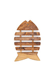 Olivewood Fish Trivet handcrafted from Mediterranean olive wood – Medolivewood. Artisan fish-shaped table protector and kitchen accessory.