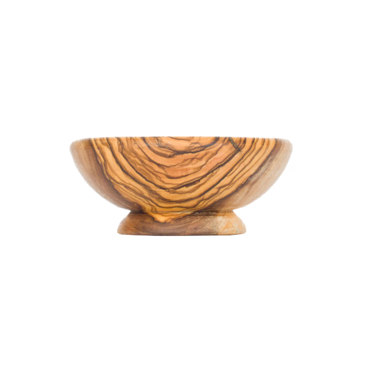 Olive Wood Pedestal Bowl – Handcrafted Mediterranean Serving Bowl