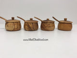 Set of Four Olive Wood Spice Jars with Free Spoons