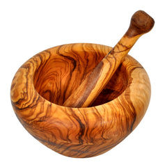 Large Olive Wood Mortar and Pestle